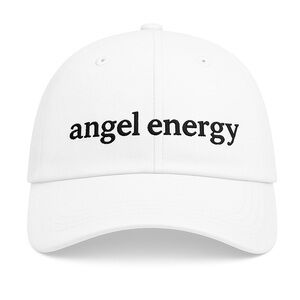 Angel Energy Embroidered White Baseball Cap Adjustable Velcro Hat Cute Aesthetic